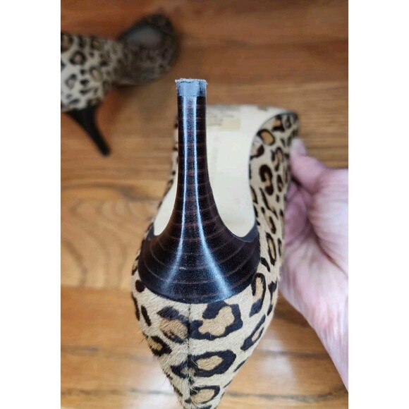 Banana Republic Calf Hair Leopard Print Leather Pump Heels Size 8 - Picture 13 of 14